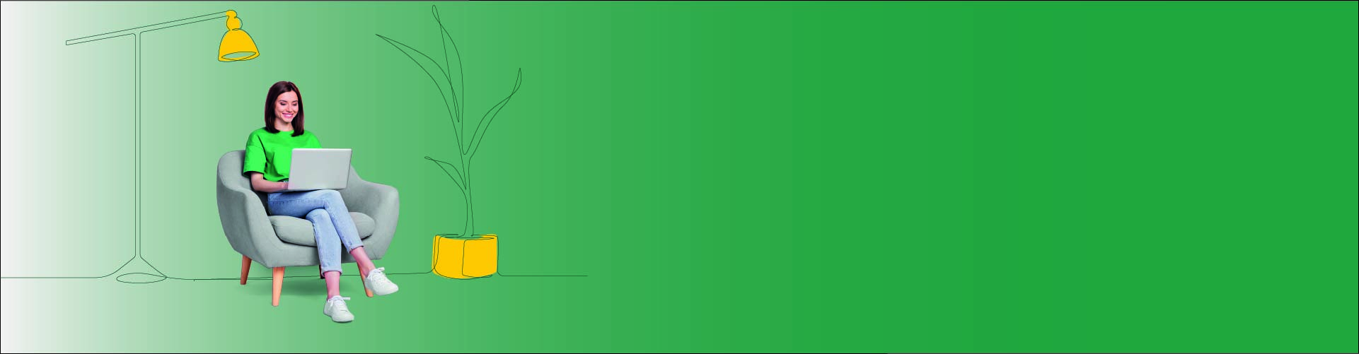Chica leyendo banner